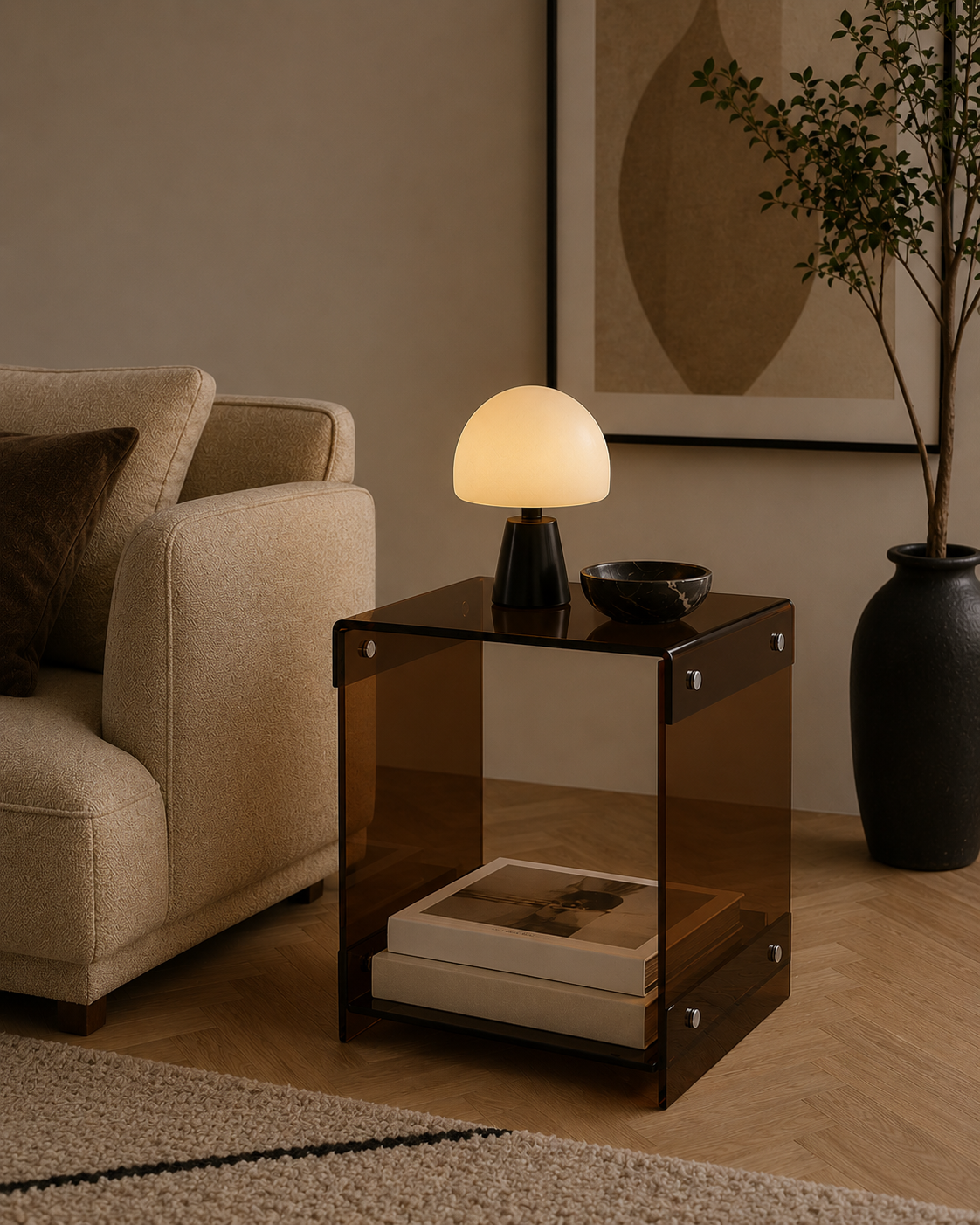 Clear Acrylic Side Table – Modern Nordic Storage End Table