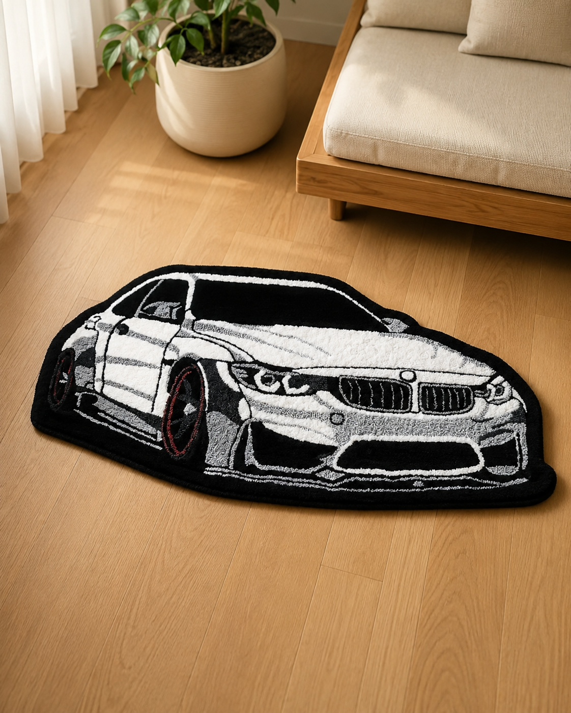 Weißer Coupé Statement-Teppich
