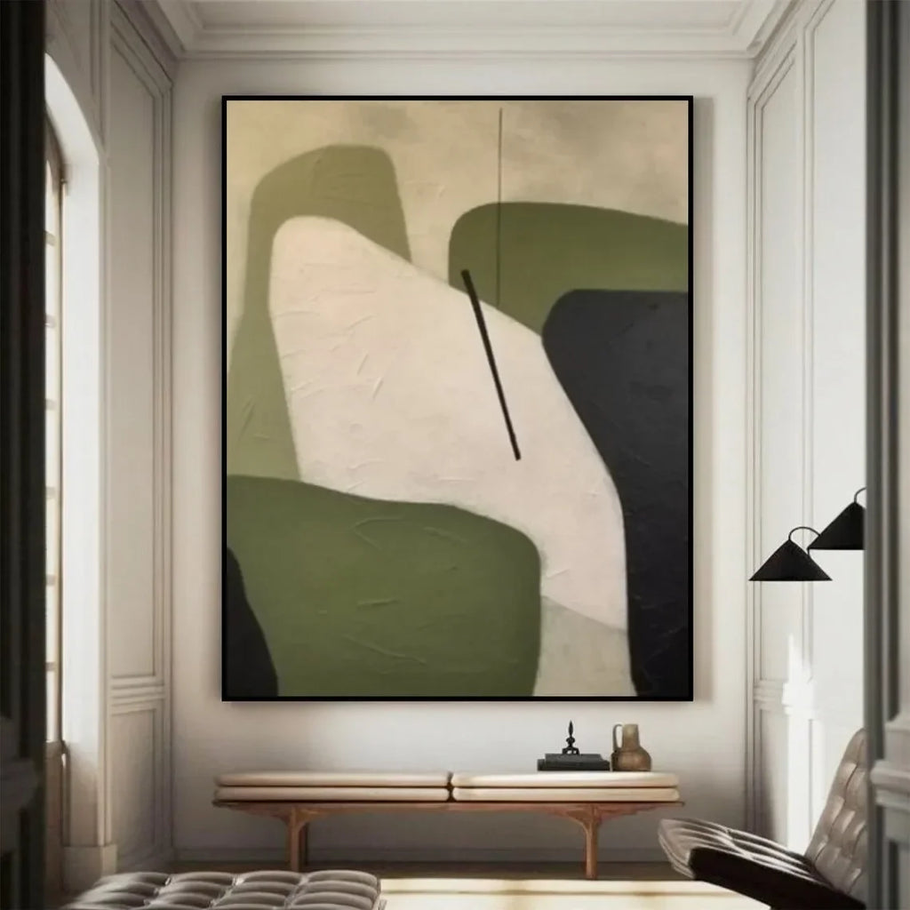 Sage Green Abstract Canvas Wall Art – Boho Minimalist Room Decor