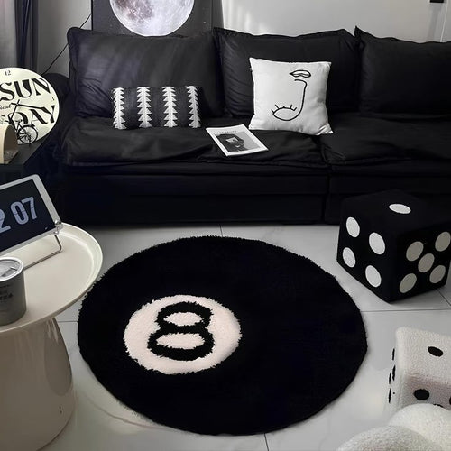 8 Ball Tufted Rug – Aesthetic Round Accent Mat for Gamer Room