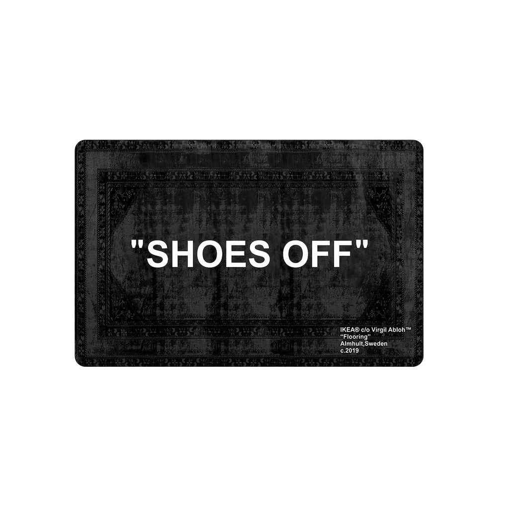 Minimalist Carpet “SHOES OFF” Black Stain-Resistant Rug Doormat Welcome Mat Rug for Bedroom Carpet for Live Room Home Dec